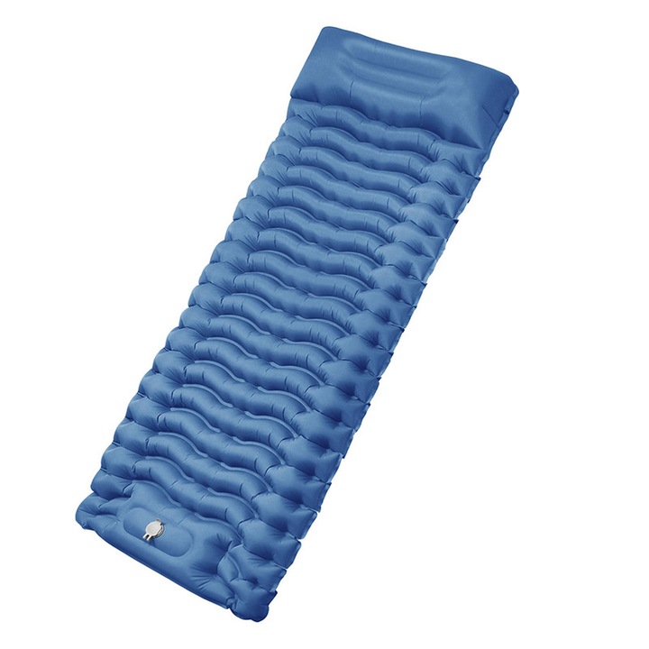 Kempingmatrac, Nylon/TPU, Beépített pumpa, Kék