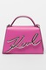 Karl Lagerfeld, Geanta crossbody de piele Signature 2.0, Roz