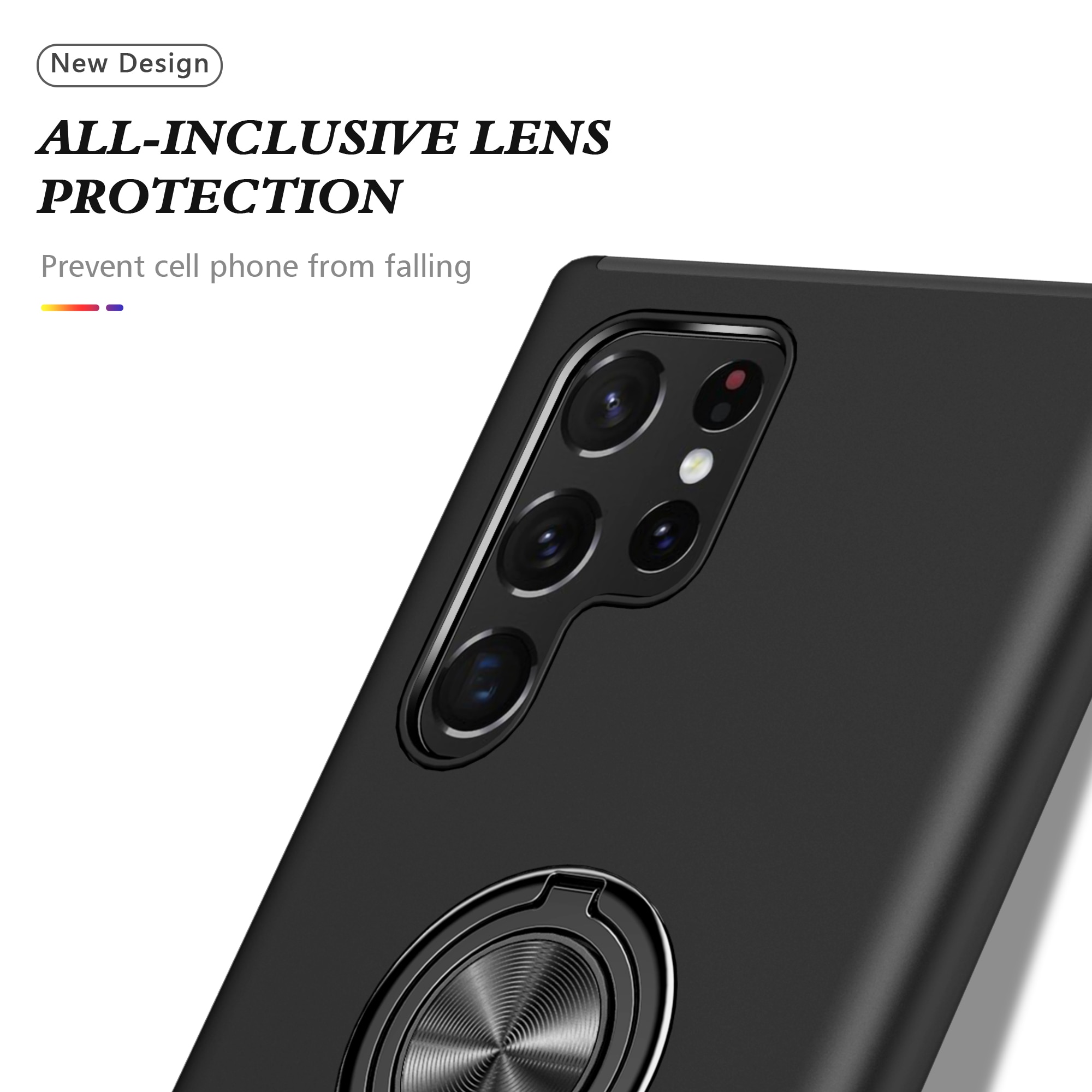 Husa de protectie pentru Samsung Galaxy S22 Ultra, Hybrid Antisoc, Kickstand, Bumper inel rotativ 360, Negru