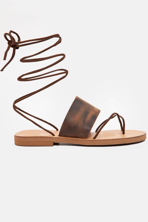 Сандали с равна подметка, Luigi, Естествена кожа, Кафяви, 36 EU