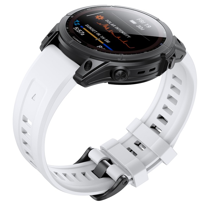 Силиконова каишка Smart Pulse Premium за Garmin Fenix 7 X / 6Х/ 6Х Sapphire/6X Pro Solar GPS Watch 26mm QuickFit, Бяла