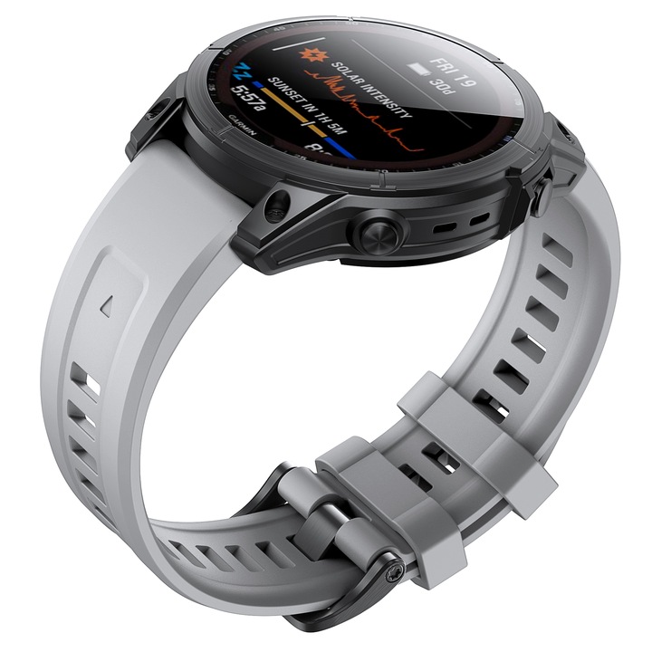 Силиконова каишка Smart Pulse Premium за Garmin Fenix 7 X / 6Х/ 6Х Sapphire/6X Pro Solar GPS Watch 26mm QuickFit, Сива