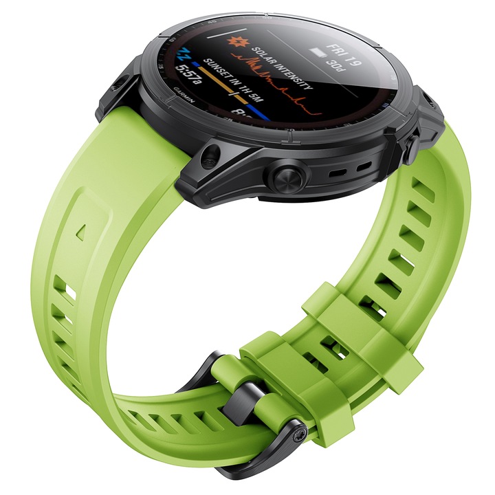 Силиконова каишка Smart Pulse Premium за Garmin Fenix 7 X / 6Х/ 6Х Sapphire/6X Pro Solar GPS Watch 26mm QuickFit, Лайм