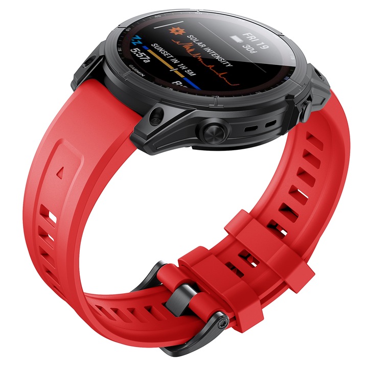 Силиконова каишка Smart Pulse Premium за Garmin Fenix 7 X / 6Х/ 6Х Sapphire/6X Pro Solar GPS Watch 26mm QuickFit, Червена