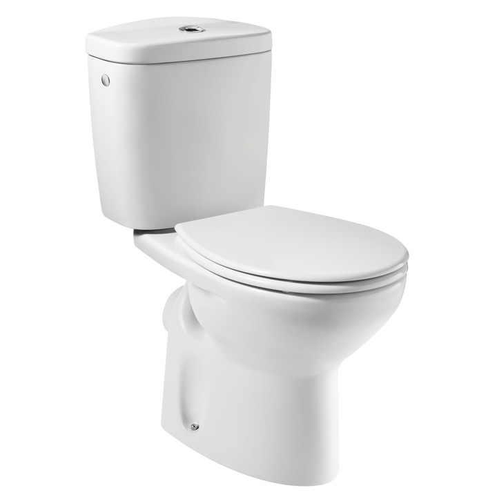 Vas WC cu rezervor Roca Victoria, evacuare laterala, capac termoplast, 3/6 L