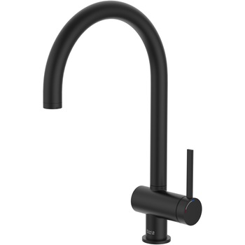 Baterie bucatarie Roca Ona, Cold Start, pipa pivotanta, racorduri 3/8, negru mat