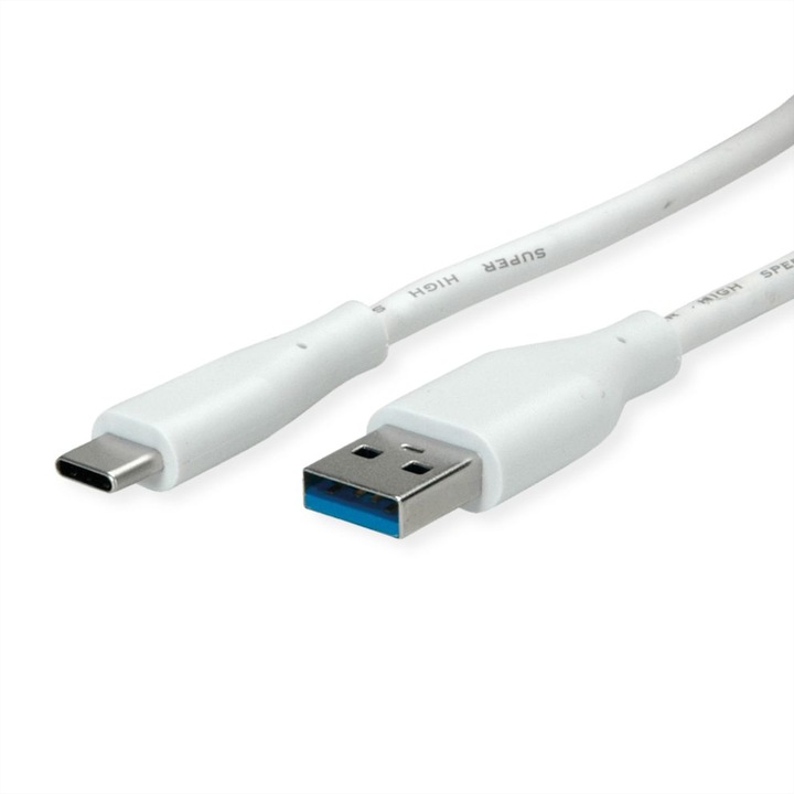 Кабел VALUE 11.99.9035, USB А - Type-C, М/М, 5 Gbit/s, бял, 2 м