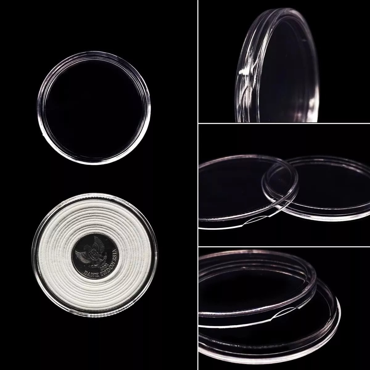100 Capsule Per Monete Da 29,5 Mm In Vetro Trasparente Con Bordo SAFE