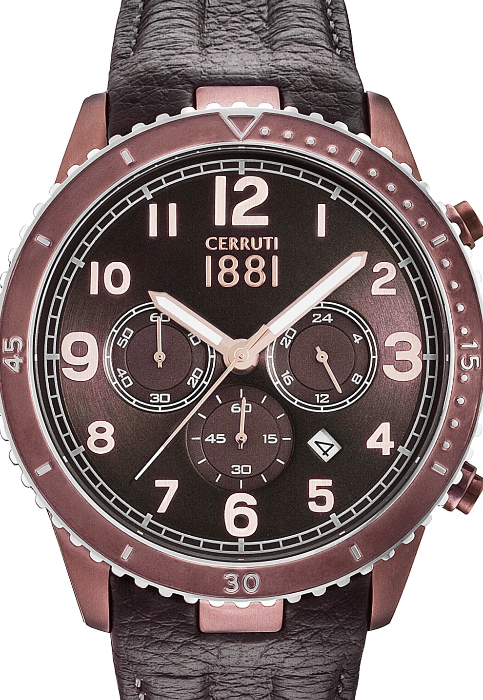 Cerruti 1881, Ceas cronograf cu o curea de piele Volterra, Negru