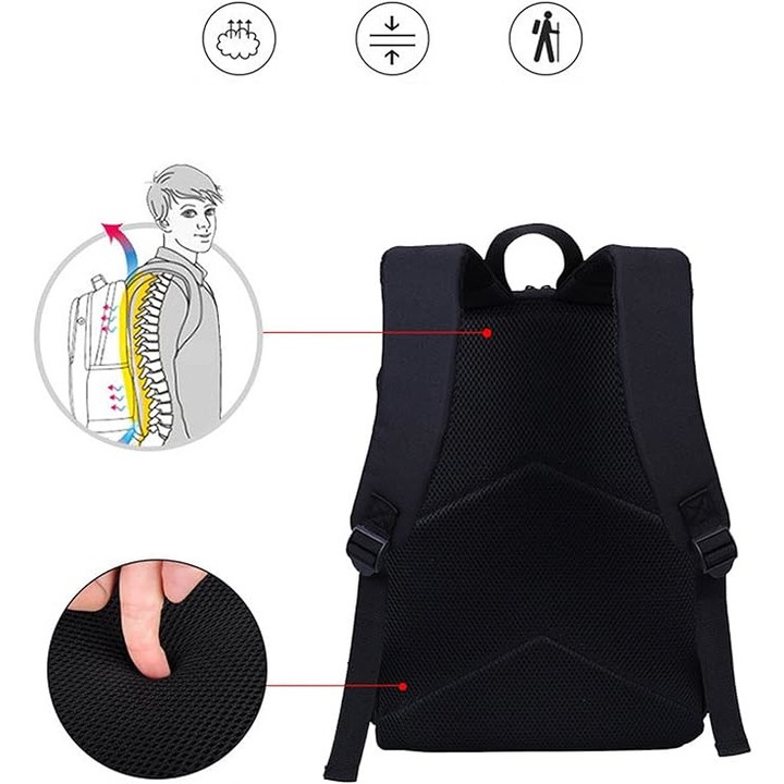 Rucsac Friday Night Funkin, 30x40x13 cm, Set de 3 cu borseta si penar, Model Desene Animate