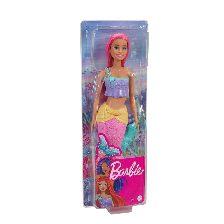 Barbie Dreamtopia baba - Sellő rózsaszín hajjal, lila/rózsaszín