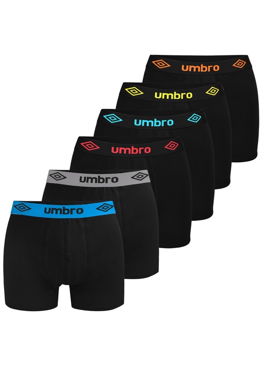 Set 6 perechi boxeri barbati, Umbro, Bumbac/Elastan, Multicolor11, Multicolor, XL