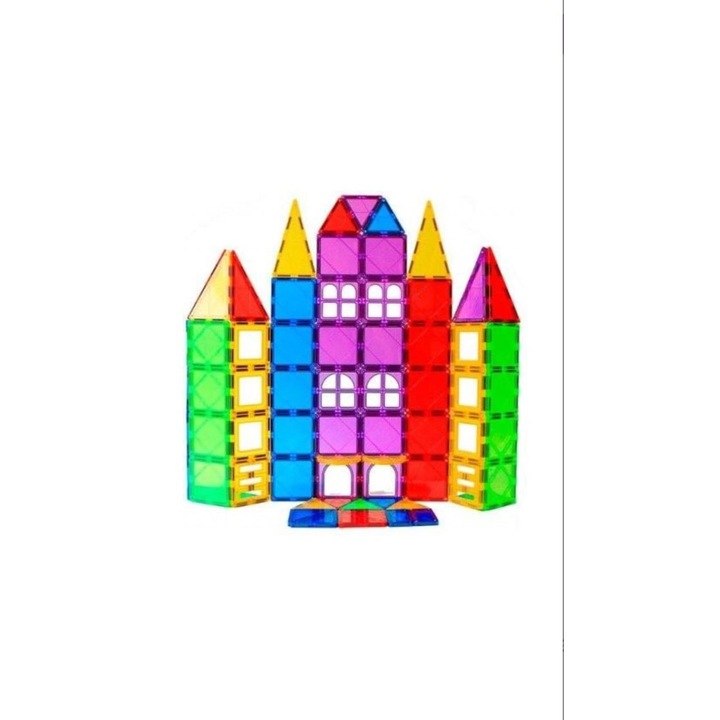 Магнитна 3D игра за сглобяване Magnetic Window Tiles, 32 части, STEM, Монтесори, Многоцветна