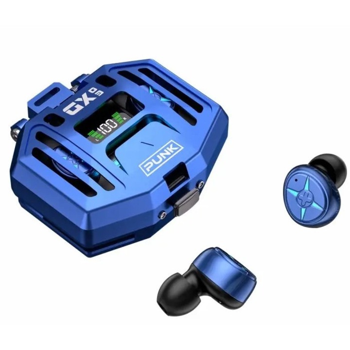 Безжични слушалки In-Ear Vala® DX-03, игри и спорт, LED дисплей, Bluetooth 5.3, сензорно управление, премахване на фоновия шум, ниска латентност, двоен режим за игри и музика, калъф за зареждане, RGB околни светлини