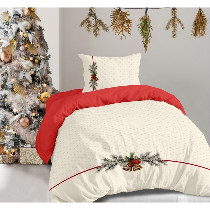 3D karácsonyi ágynemű, egyszemélyes ágy, 100% megerősített pamut, 3 db, 180 x 240 cm, Club Cotton, Holly