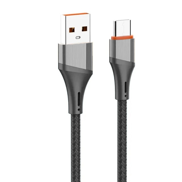 USB C kábel, Gyors töltés 30W, Hossz 1m, Fekete