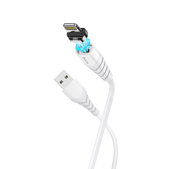 Adat- és mágneses töltőkábel, USB a Lightninghez, 2,4A, 1 méter hosszú, fehér, Hoco X63
