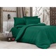 Спално бельо за двама с правоъгълна калъфка, Елегантно, дамаска, райе 1см 130гр/м2, Изумрудено зелено, 100% памук
