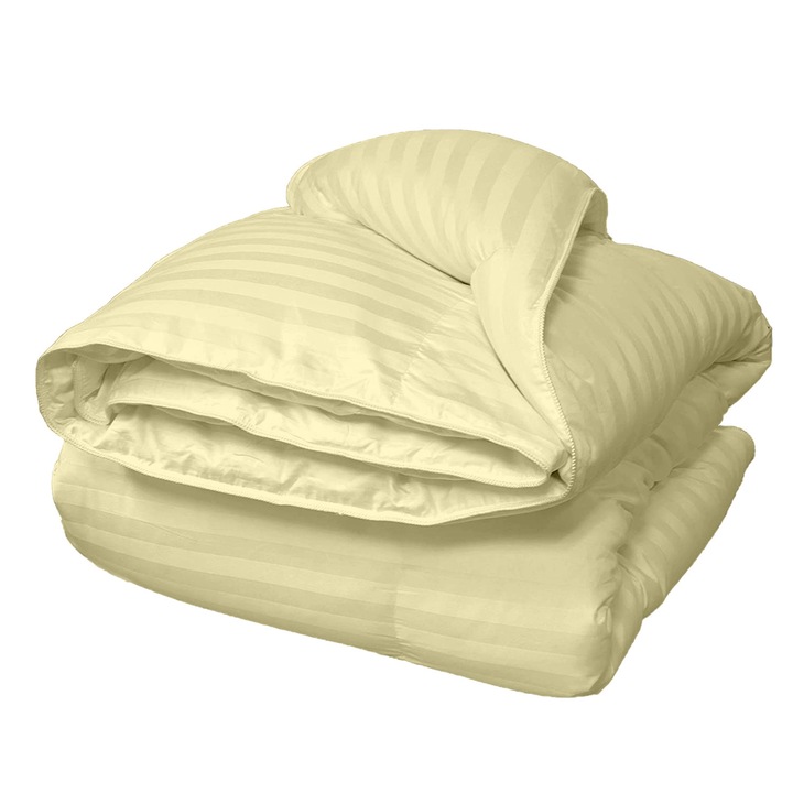 Pilota matlasata cu umplutura lana si invelis din damasc pentru iarna, 400 g/mp, Vanilie, 210x230 cm