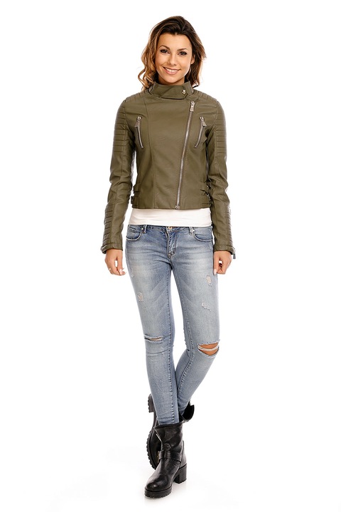 Jacheta casual dama, WildFashion, Poliester, 4733, Kaki