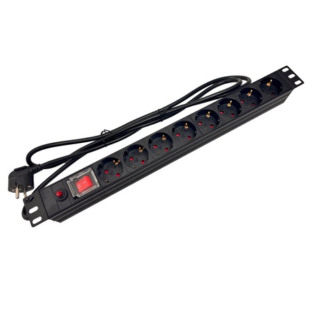 Prelungitor, Alantec, Plastic/Aluminiu, 230V, 8 prize, 1.8m, Negru