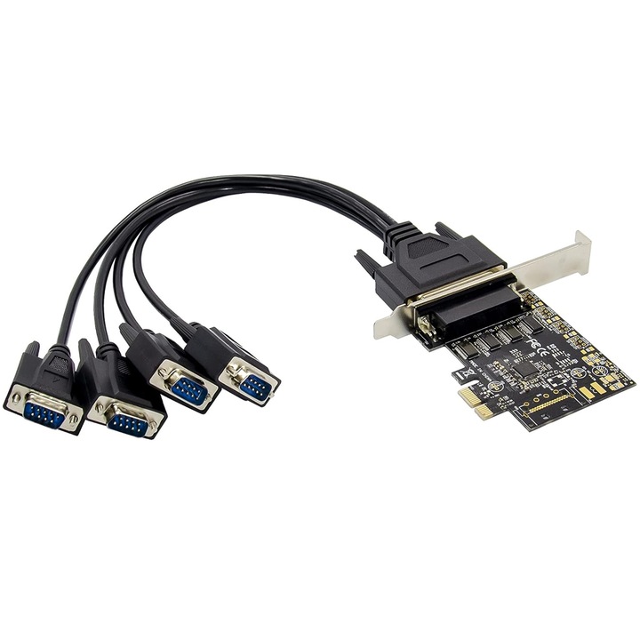 Контролер Delphi, PCI-E x1, Serial port, Нископрофилен, 4 Порта