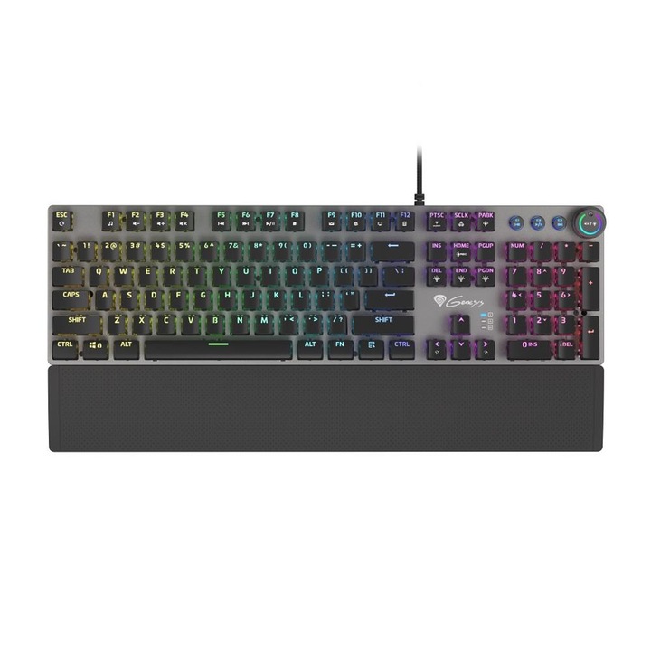 Геймърска клавиатура Genesis, Thor 400, RGB, Red Switch, US Layout Software, Механичен, Черен