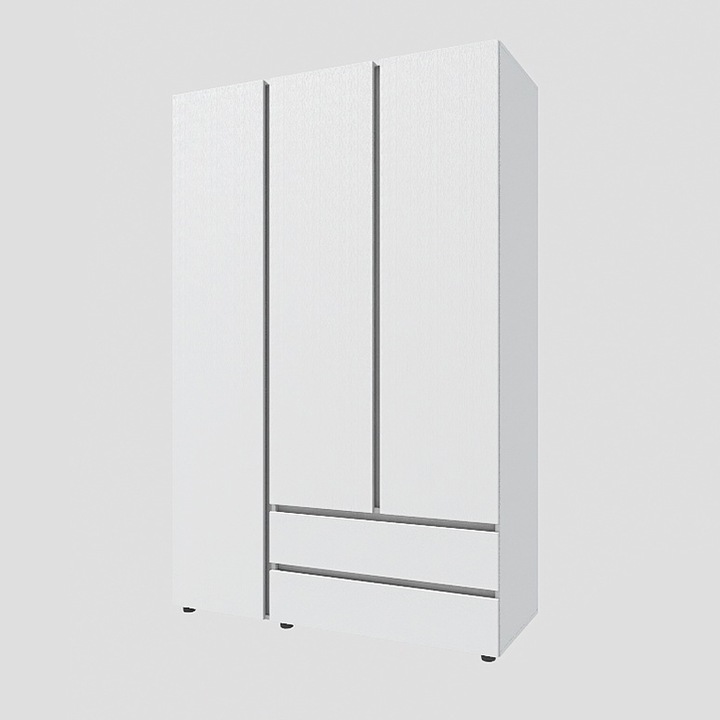 Трикрилен гардероб Еверест ШЛ-3, Нимфеа Алба, 137x52x208 см