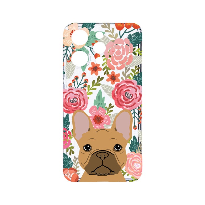 Husa BestCase® Clear Silicon 2MM, Compatibila Cu Xiaomi Redmi 12 4G, Dog and Flowers, Antisoc, Protectie Camera, Margini ridicate pentru protectia ecranului, T 637