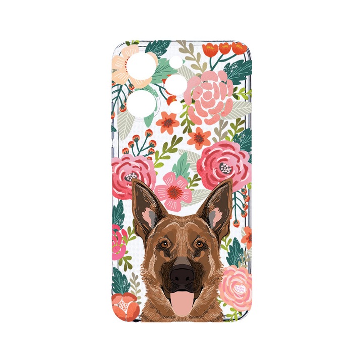 Husa BestCase® Clear Silicon 2MM, Compatibila Cu Xiaomi Redmi 12 4G, Dog and Flowers, Antisoc, Protectie Camera, Margini ridicate pentru protectia ecranului, T 636