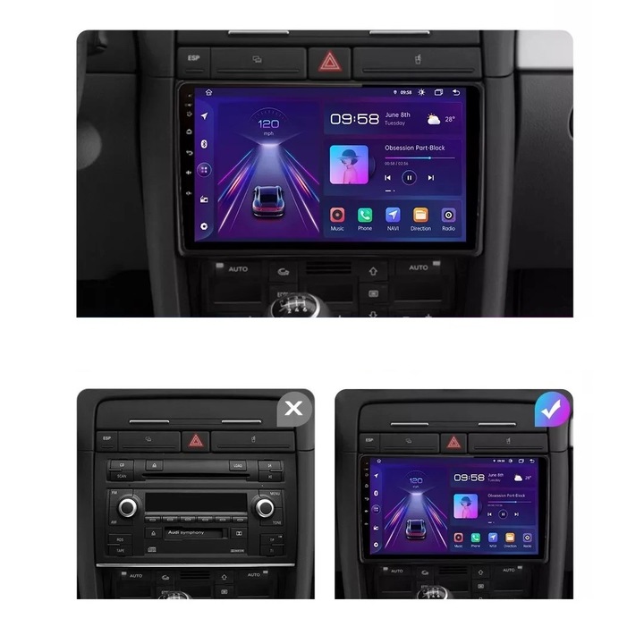 Navigatie GPS Dedicata Audi A4 B7 (2005-2008) cu Android – 2+32 GB – slot SIM 4G - Octa Core