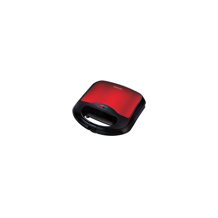 Уред за сандвичи 700W, Незалепващи плочи от неръждаема стомана, Термоизолиран корпус и дръжка, Червен