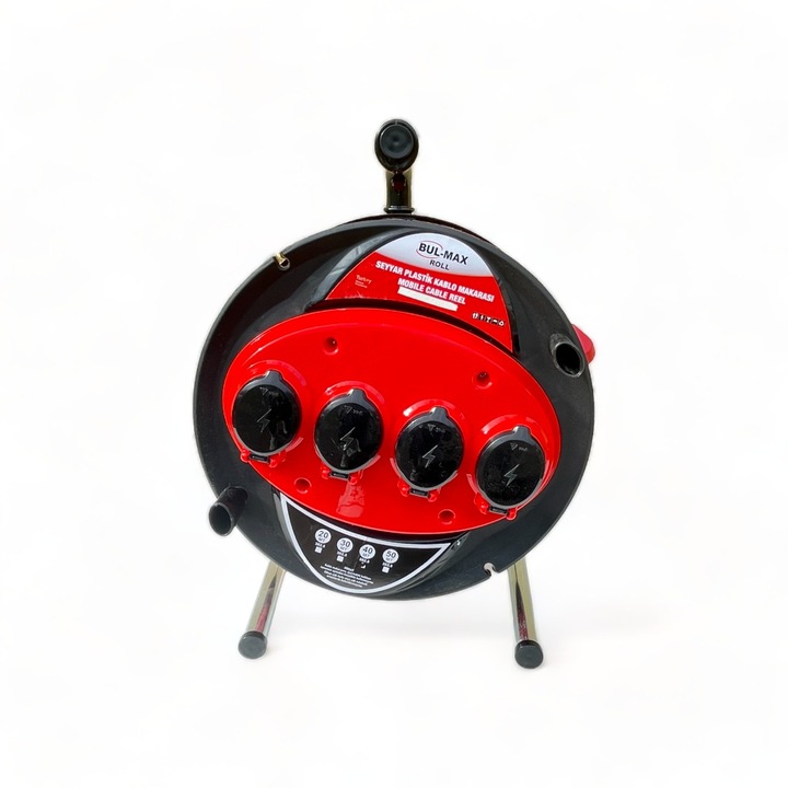 Profi удължител на барабана, дължина на кабела 40м, 3 проводника по 2,5 мм, 4 контакта, ергономична дръжка за носене