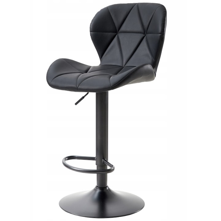 Scaun de bar, piele artificiala, Viking, Pina, negru