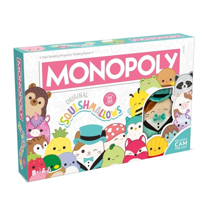 Monopoly játék - Squishmallows, Cam the Cat mellékelve, angol nyelvű