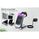 Incarcator Wireless 3 in 1 telefon, ceas si casti, incarcare rapida, functie fast charge 15W, compatibil cu toate modelele Samsung, Iphone, Airpods, si orice device cu incarcare wireless, culoare gri
