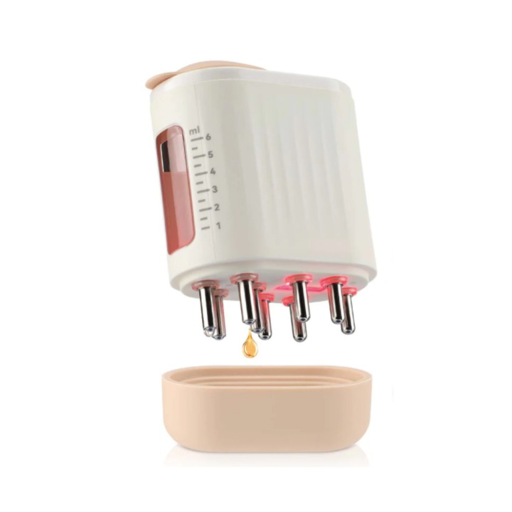 Perie Aplicator Ulei Scalp, Scalp Booster GlowEra, Lumina LED Rosie, Masaj Capilar EMS, Stimuleaza Cresterea Parului