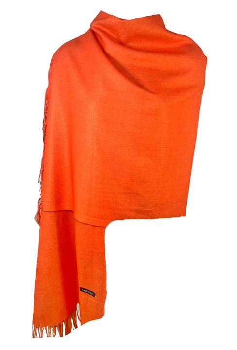 Fular tip sal, cu doua fete uni, Dacali, portocaliu antichizat, 185X75 cm