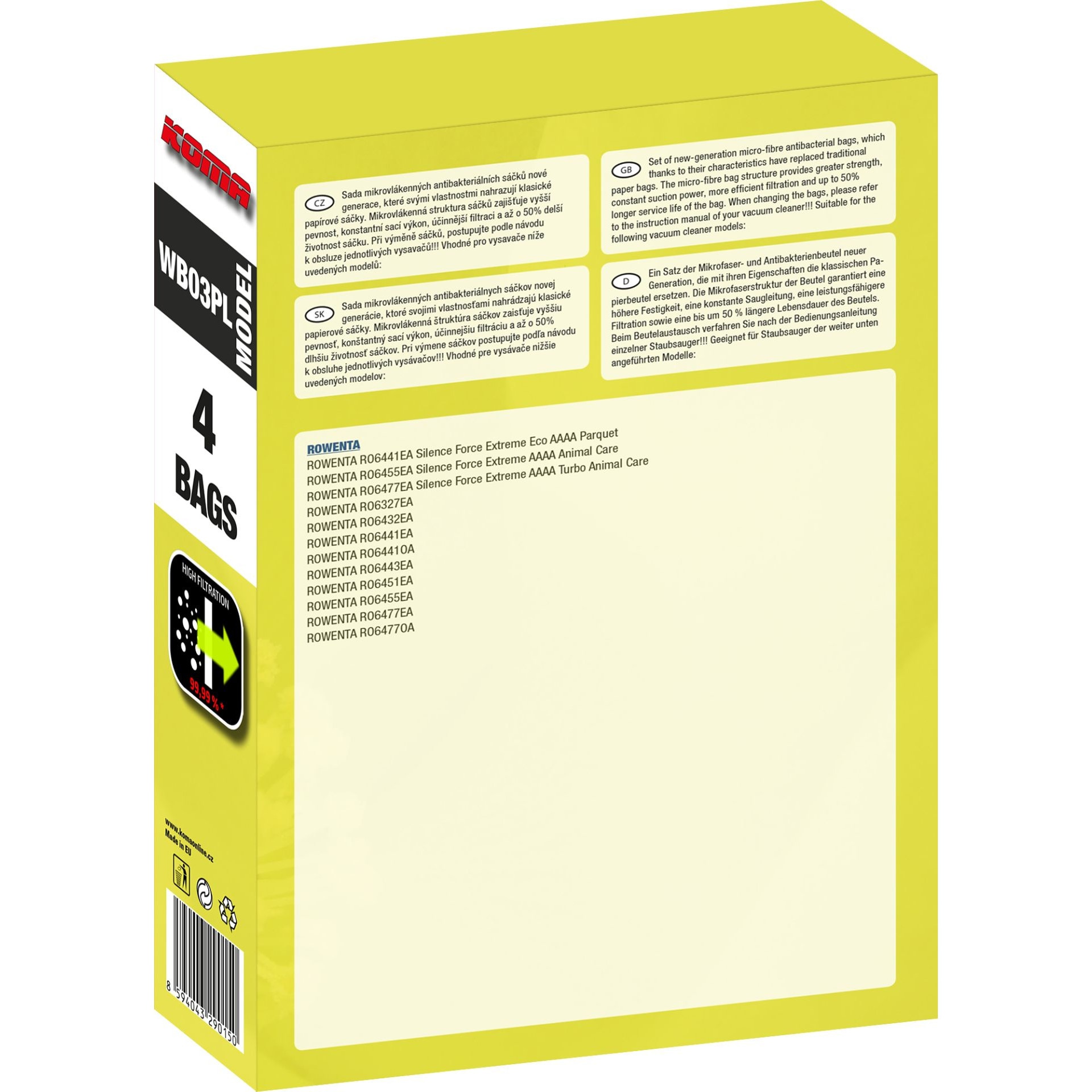 Set saci Koma pentru aspirator ROWENTA RO6441 Silence Force