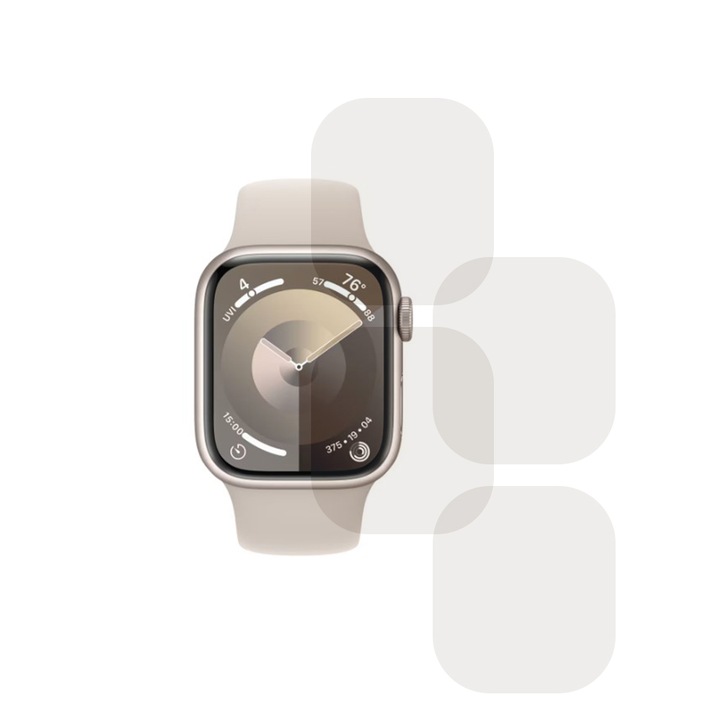 Комплект от 4 x фолио, съвместимо с Apple Watch 9 41 mm, Commando Shield Full Glue, регенерируем силиконов хидрогел, против удар и против счупване, SlimLine NanoShield, прозрачен
