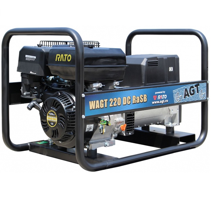 Generator de sudare WAGT 220DC RaSB, motor pe benzina 15CP, putere 6.5-3.5kWA, rezervor 6.5l