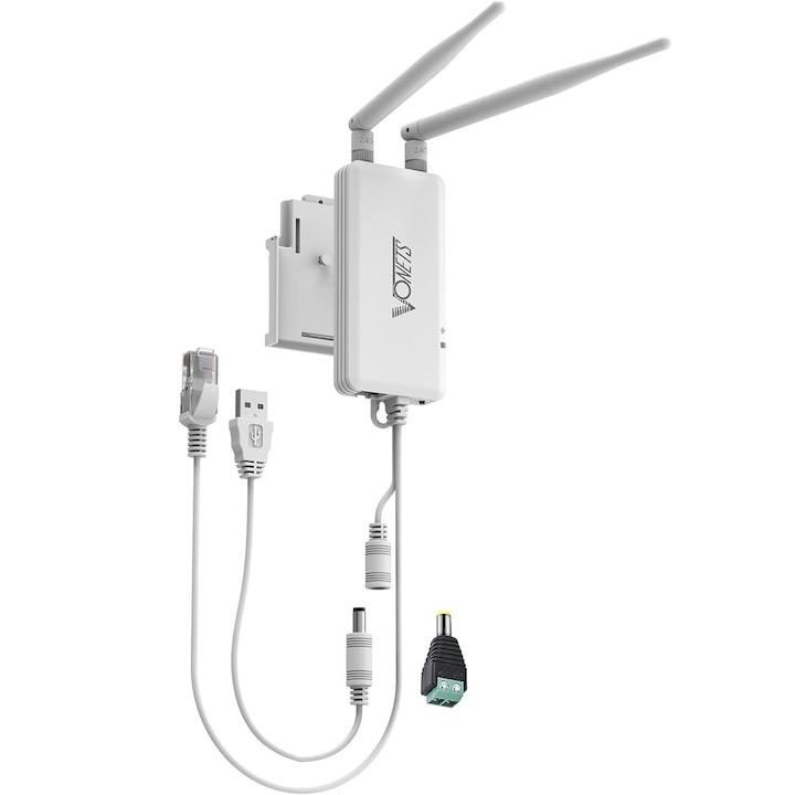 Amplificator Semnal Wireless Vonets, Range Extender Retea Mini Wi-Fi 2.4GHz, cu 2 antene, Transfer 300 Mbps, sursa de alimentare DC, USB, alb, VAP11S