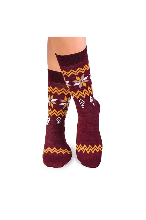 Sosete calduroase din lana merino Snow Bordo, Visiniu