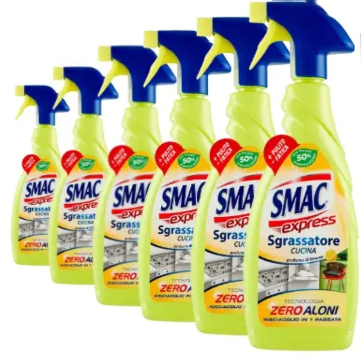 Pachet 6 bucati Degresant bucatarie Smac express limone zero aloni (vapo) 650 ml