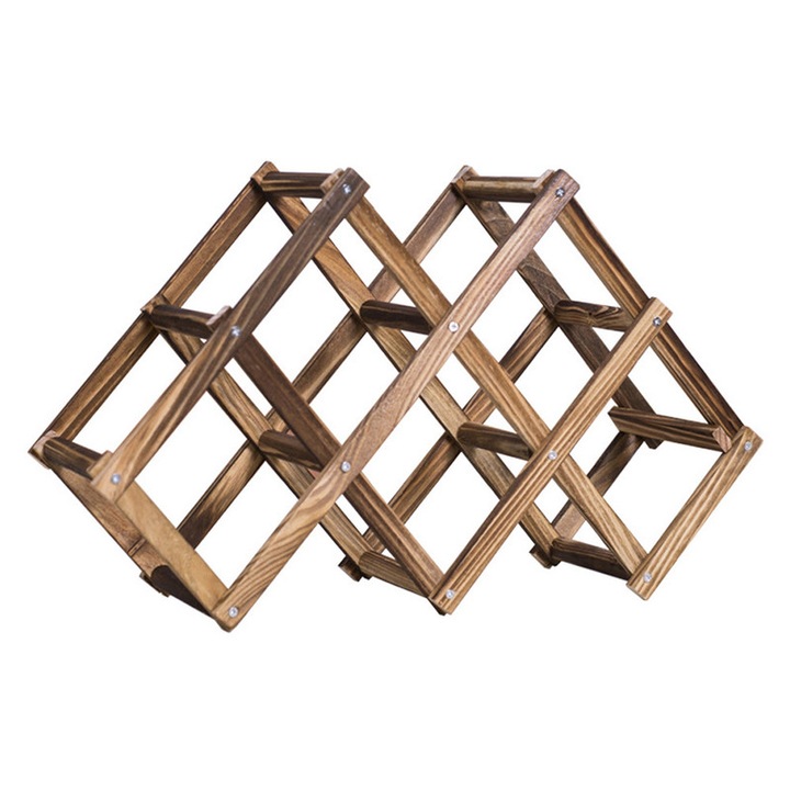 Стелаж за бутилки вино, JESWO, дърво, 6 места за съхранение, кафяв