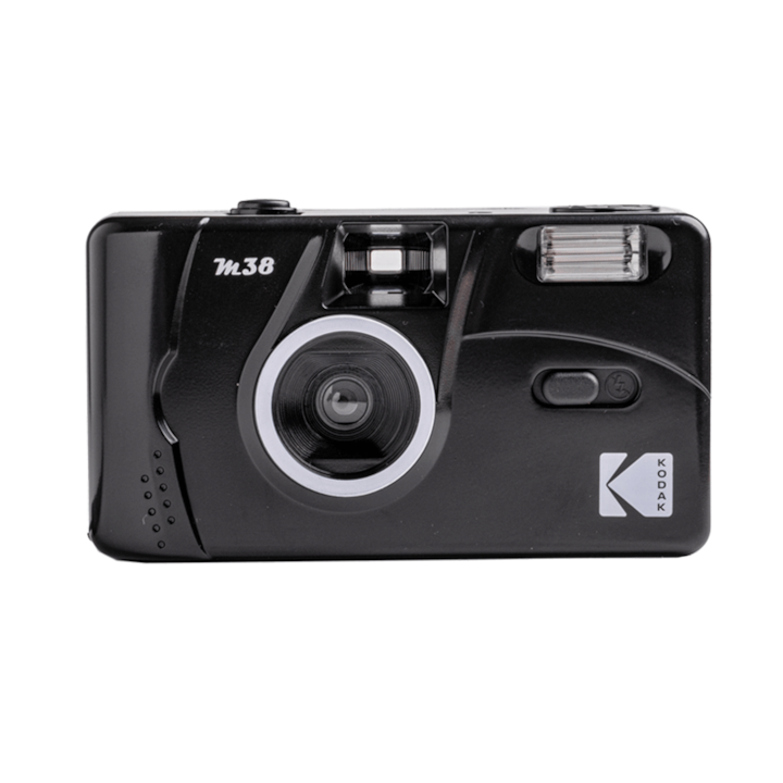 Kodak M38 újrafelhasználható fényképezőgép 35 mm-es filmmel, beépített vakuval, Fekete