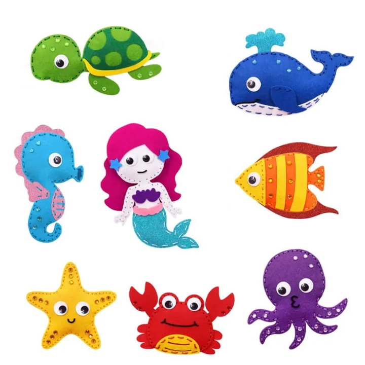 Творчески комплект. Подводни филцови създания за шиене Направи си сам. 12 броя