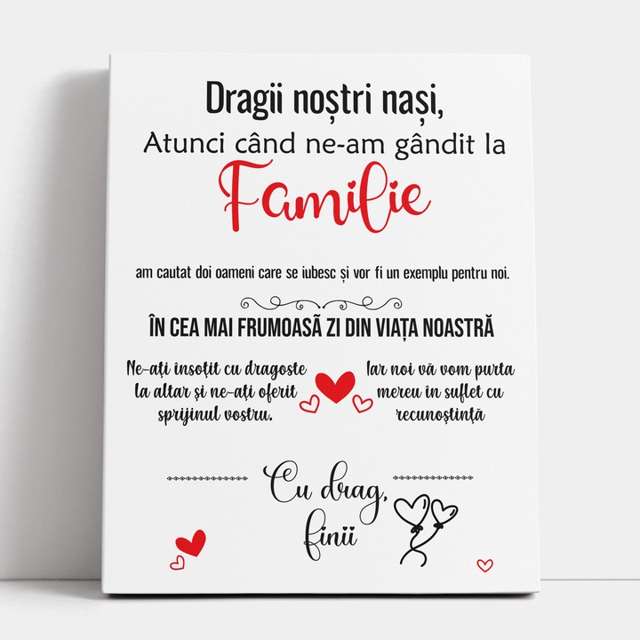 Tablou canvas 30x40cm cu mesaj pentru nasi