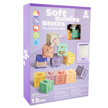 Set din 12 cuburi moi din silicon, educationale si distractive - eMAG.ro