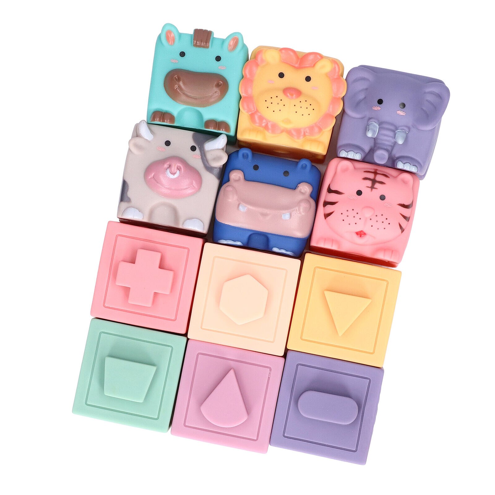 Set din 12 cuburi moi din silicon, educationale si distractive - eMAG.ro